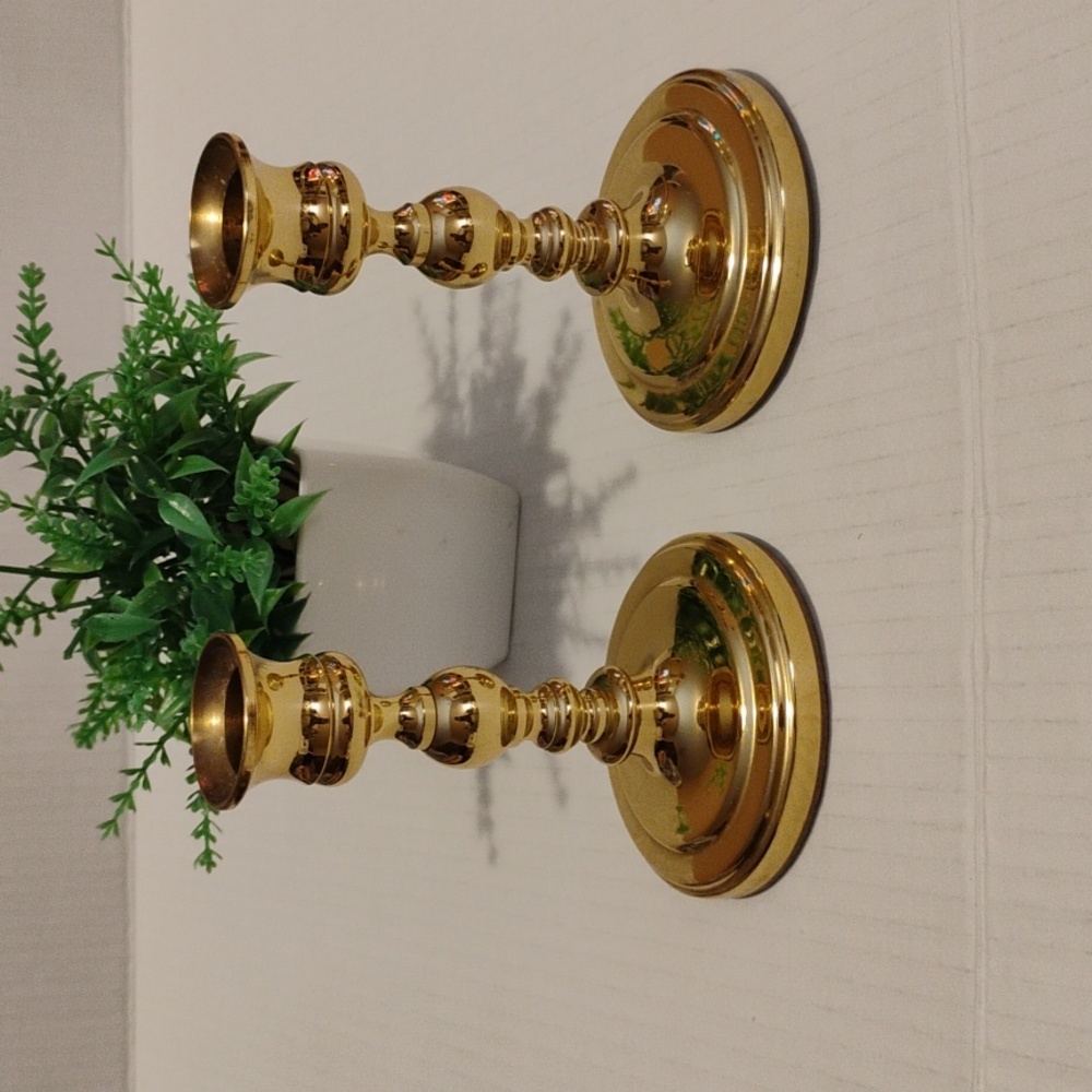 Baldwin Forged in Baldwin America Brass Candle Holders.